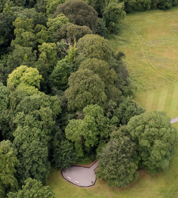Aerial view of woodland walking trail at The Rine Hotel in County Clare