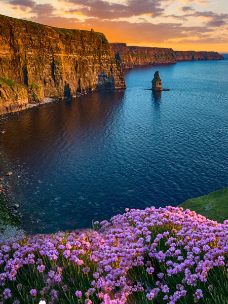 Beatiful Sunset From The Cliffs Of Moher In County Clare, Irelan
